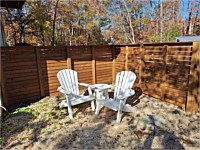 <b>5' high Cedar Horizontal Board Fence  Boards 4 inch Cedar spaced apart</b>